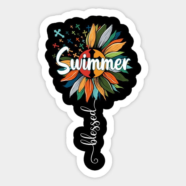 Blessed Swimmer Sticker by Brande